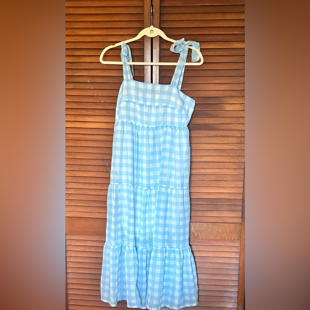 Mud Pie Light Blue Checkered Maxi Dress